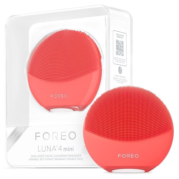 FOREO Luna 4 Mini Face Cleansing Brush & Massager - Premium Face Care - Enhances Absorption of Facial Products - Simple Skin Care Tools - for All Skin Types, Coral