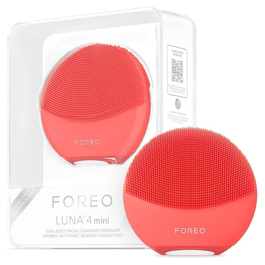 FOREO Luna 4 Mini Face Cleansing Brush & Massager - Premium Face Care - Enhances Absorption of Facial Products - Simple Skin Care Tools - for All Skin Types, Coral