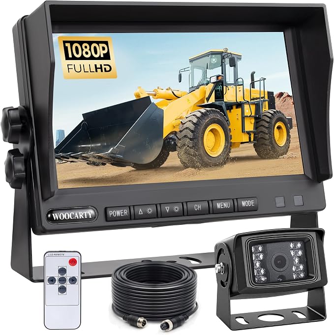 7-inch AHD1080P Wired RV Backup Camera System, IP69k Waterproof IR Night Vision Reversing Camera, Vibration-Proof 20G for Trailer/Tractors/Truck/Excavator/Skid Steer/Heavy Equipment, WY7