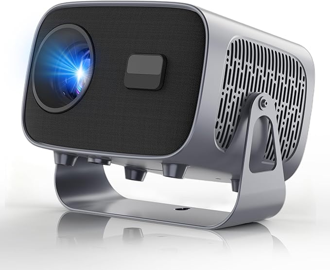 Smart Projector with WiFi and Bluetooth, 400Ansi Protable Mini Projector Support 1080P, 360° Rotated, Electric Focus & Keystone, 30"-200" Home Theater Proyector for Phone TV Stick