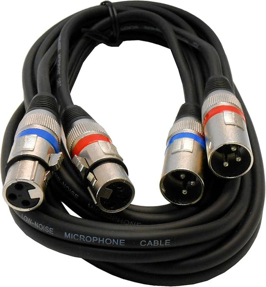 Audio2000'S ADC203G Integrated Dual 10-Feet XLR Male to XLR Female Balanced Audio/Patch/Recording/Stage Cables