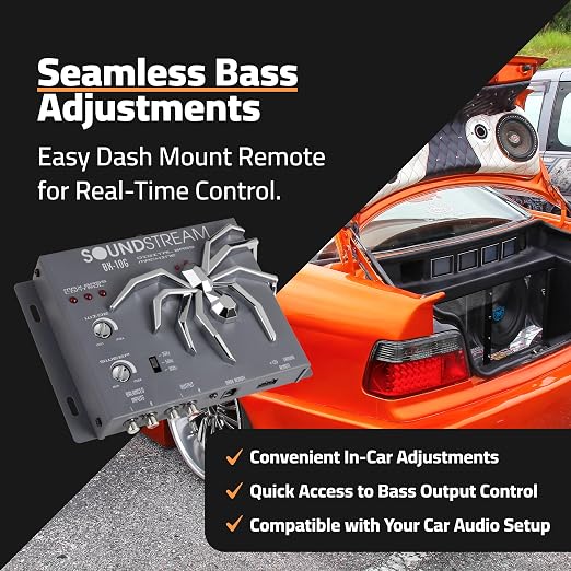 SoundStream BX-10G Bass Restoration Processor with Parametric Bass Equalizer, Digital Bass Processor for Car Audio, Balanced Inputs & Dash Mount Remote Control - Grey