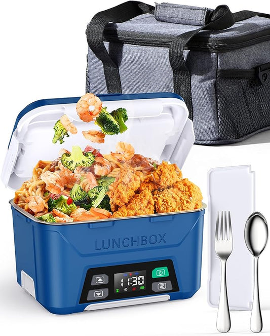 EAST OAK Cordless Heatable Lunchbox for Adults, 1.3L Portable Food Warmer with Insulated Carry Bag