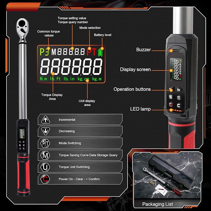 Digital Torque Wrench & OBD2 Scanner Tool Bundle for Cars