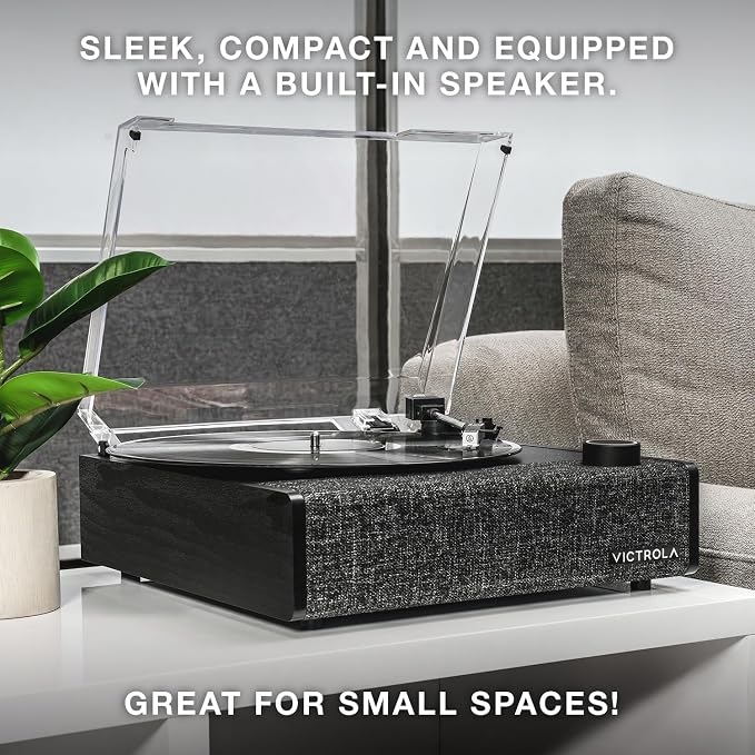 Victrola Eastwood II Record Player with Speakers – Bluetooth 5.1 and Vinyl Stream Technology, Vintage Style 3-Speed Vinyl Player, Audio Technica AT-3600LA Cartridge (Oak)