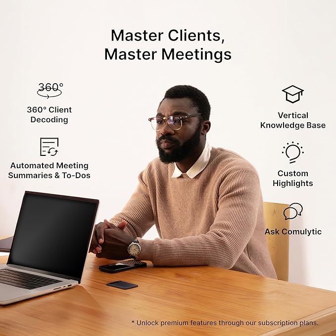 Comulytic Note Pro AI Voice Recorder, AI Note Taker w/Unlimited Transcribe & Summarize, App Control Digital Video Recorder, Support 113 Languages & Ultra-Slim for Meetings, Calls, Lectures Dark Black