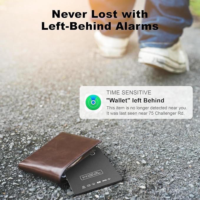 Wallet Tracker Card (iOS Only), Rechargeable Smart Card Wallet Tracker Works for Apple Find My, Thin Bluetooth Tracking Card GPS Tracker, Key Finder for Keys, Bags, Passport, Carbon Fiber