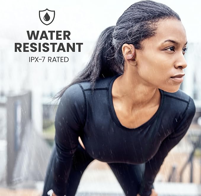 Back Bay Audio Runner 60 - Rose Gold Wireless Running Earbuds, 80 Hour Long Battery Life Over the Ear Earbuds with EarHooks, Wrap Around Ear Buds Wireless Bluetooth Earbuds with Microphone