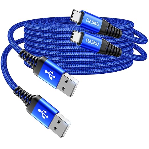 USB C Cable Fast Charging 6FT, 2Pack USB A o USB C Cable, Upgraded Extra Durable Braided USB A to USB C Charger Cord USB Type C Cable for iPhone 17 16 15 Pro Max,Samsung Galaxy S10, LG and More-Blue