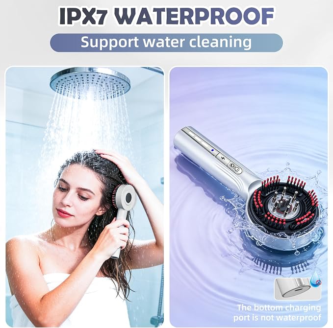 3-in-1 Hair Oil Applicator & Cordless Electric Head Massager,Electric Scalp Massager,IPX7 Waterproof, Portable Scalp Brush for Home & Travel