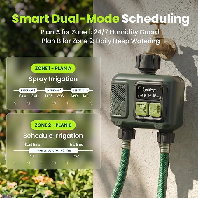 WiFi Water Timer, Hose Timer 984ft Long Range RF with Gateway, App Control, 8-Month Battery, Weather Delay, 3/4" Smart Irrigation Controller