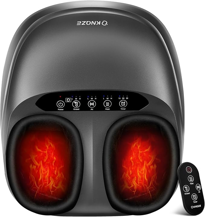 KNQZE Shiatsu Foot Massager with Heat, Compression, Deep Kneading Foot Massage for Plantar Fasciitis Relief, Remote Control, Multi Massage Modes, Auto Shut-Off Timer, FSA Eligible, Fathers Day Gift