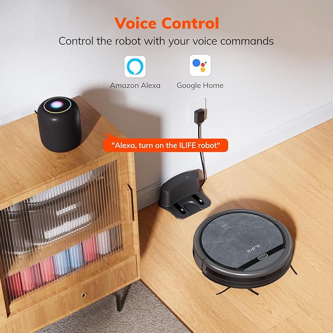 ILIFE V5s Max Robot Vacuum, 4000Pa Max Suction Power, 2.4G WiFi/App/Alexa/Remote Control, Self-Charging Robotic Vacuum Cleaner, for Hard Floors Carpets and Pet Hair