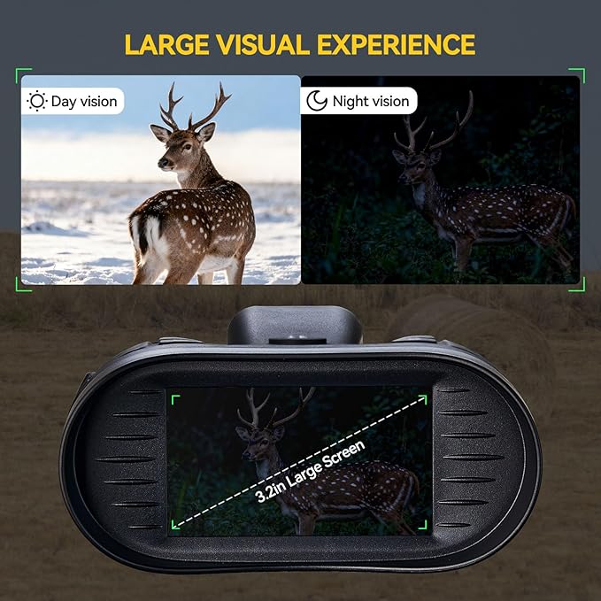 Night Vision Goggles with AI Smart Rangefinder,4K Video Full Dark HD Night Vision Binoculars for Hunting, 8X Digital Zoom with 32GB SD Card,USB-C Rechargeable