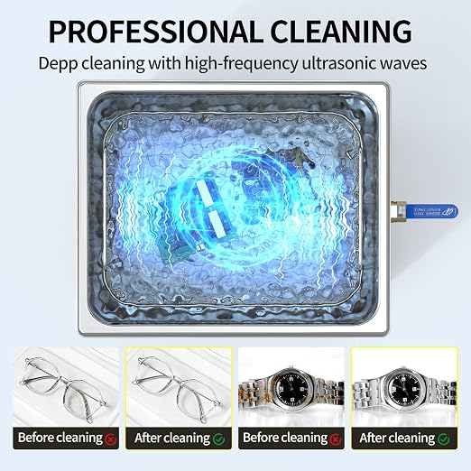 Granbo Ultrasonic Cleaner 10L 240W Jewelry Cleaner Ultrasonic Machine 40kHz with Heater Timer and Degassing,110V Digital Ultrasonic Jewelry Cleaner for Jewelry Glass Eyeglass Dental Parts Cleaning