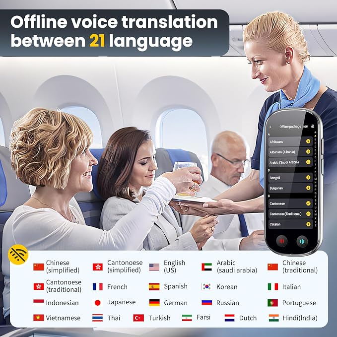 Language Translator Device No WiFi Needed, AI Translator with ChatGPT, Two Way Real Time Voice Translator Device with 150+ Languages, Recording/Offline/Photo Translation for Travel Business Learning