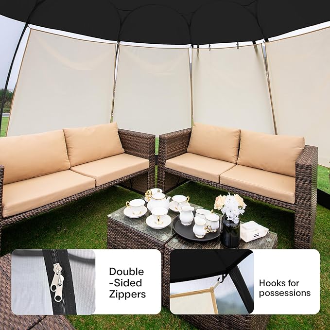 Alvantor Pop Up Screen House Tent, Instant Outdoor Gazebo with Mosquito Netting & UPF 50+ Sun Protection, Portable Canopy Shelter for Patio, Backyard, Camping (2-10 Person)