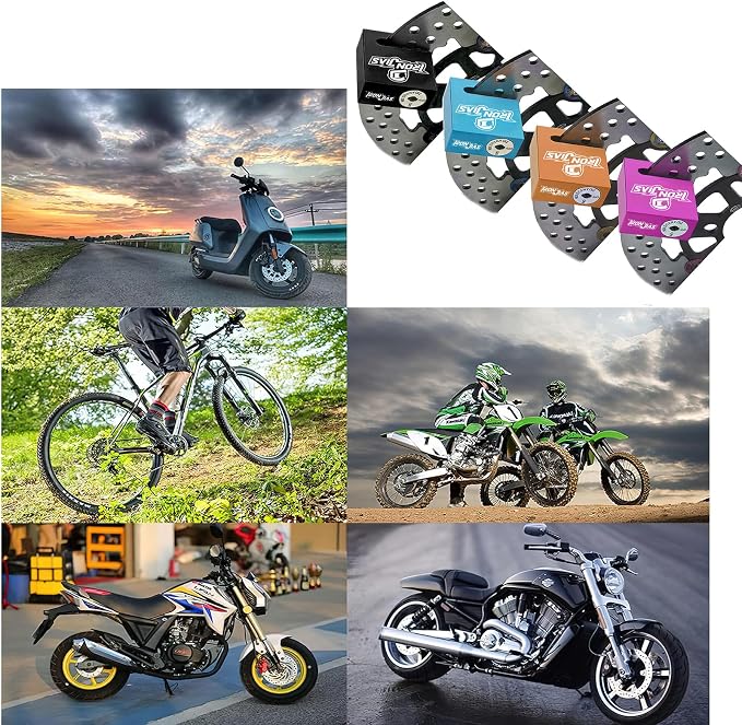 IRON JIA'S Motorcycle Disc Lock Anti-Theft Wheel Brake Lock Waterproof Alloy with Reminder Cable and 2 Keys, Alarm-Free for Motorbike, E-Scooter, Mountain Bike Black