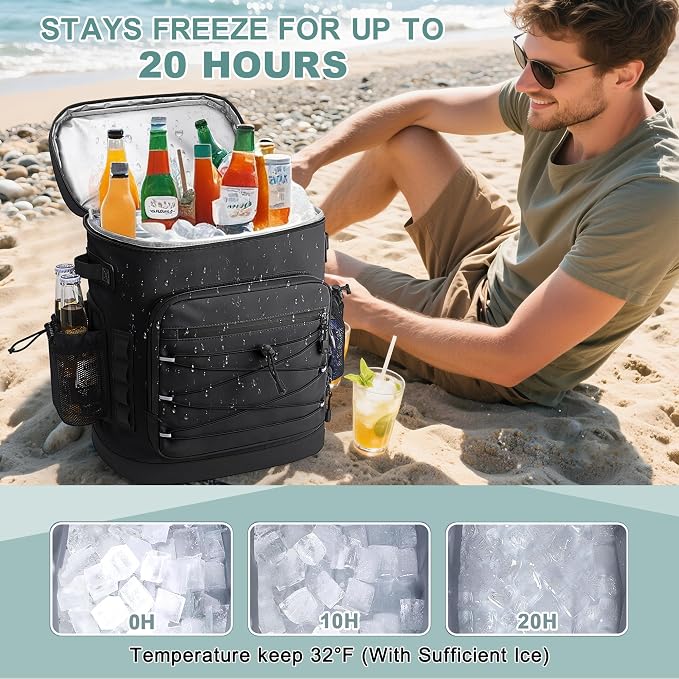 Large 52cans Cooler Backpack, Insulated, Waterproof, Leak Proof, 30L Large Capacity