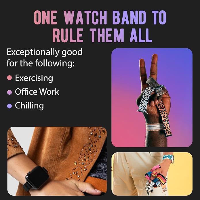 Braxley Bands for Apple Watches - Stretchy and Washable - Adjustable with Apple Watch Bands for Women & Men - Compatible with Apple Watch Series SE Ultra 9 8 7 6 5 4 3 2 1
