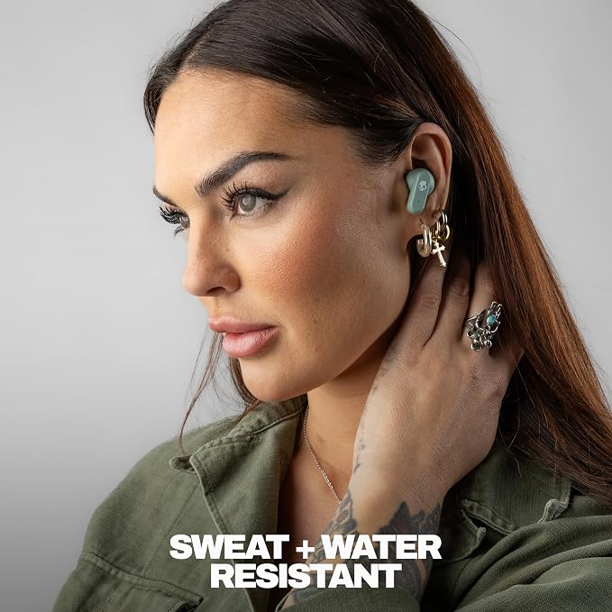 Skullcandy Dime 3 Wireless Earbuds, Bluetooth Headphones, Noise Isolating Fit, Up to 20 Hours Battery, Microphone for iPhone Android, Easy Carry with Integrated Lanyard - Preppy Sage
