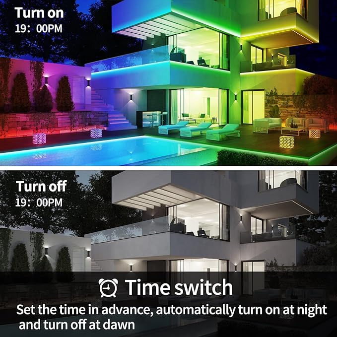 300Ft Outdoor LED Strip Light Waterproof,Music Sync RGB IP68 Led Lights with App/Remote Control,Color Changing Waterproof Exterior Rope Self Adhesive Back,Balcony,Garden（2 Rolls of 150ft）