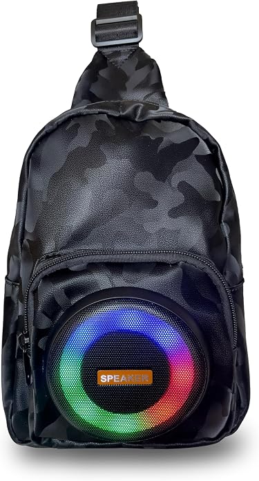 Portable Bluetooth Speaker Bag, Chest Crossbody Sling Bag with LED Light,Wearable Audio Music Shoulder Bag for Hiking Cycling | speaker LED light