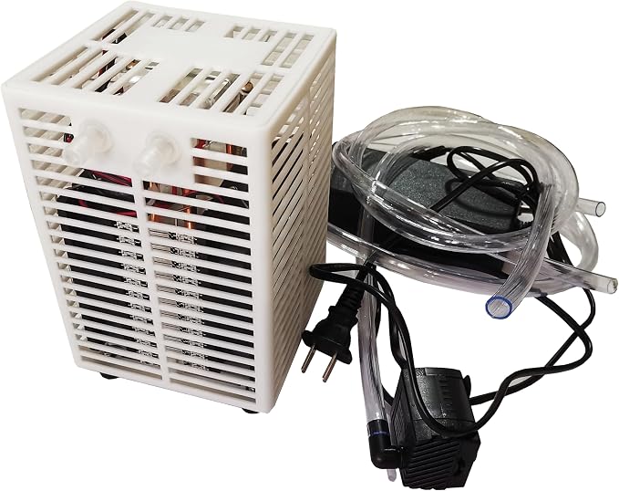 5 Gal Semiconductor TEC Aquarium Chiller - Small 18.9L Water Cooler with Pump/Hose, Hydroponic Cooling for Axolotl Jellyfish Coral Shrimp, Quiet 58dB, 110-240V, No Temperature Control