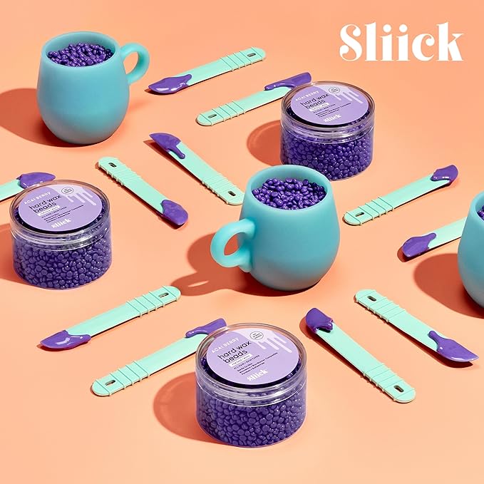 Sliick At Home Waxing Kit for Women – Acai Berry Scent, Hard Wax Kit for Hair Removal, Microwave Melting Cup, Applicator & Beads, At Home Wax Set