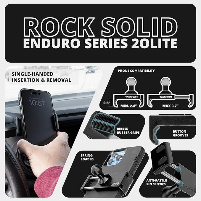Tackform Link Vent Phone Mount Compatible with 2016-2023 Toyota Tacoma and 2014-2021 Toyota Tundra | Aluminum | Zero Slip, Anti-Scratch | Universal Holder Compatible with iPhone, Galaxy, More | Black