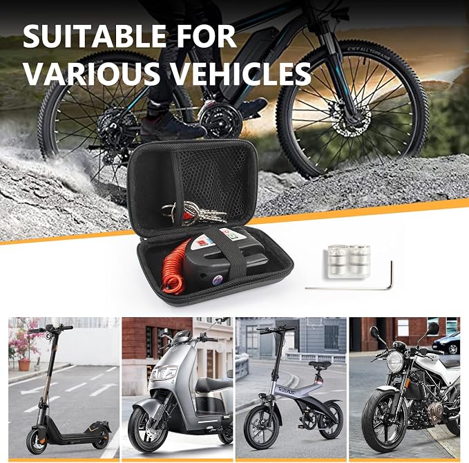 Motorcycle Disc Brake Lock with 130dB Alarm, Anti Theft Security Lock | IP65 Waterproof, Heavy-Duty Metal Construction, Wheel Lock for Motorcycle, Scooter, Moped and Bike, Portable Travel Security