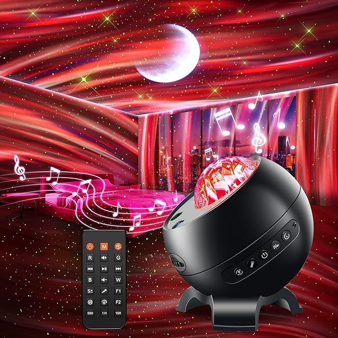 Sound Machine White Noise Machine for Sleeping, 15 Soothing Sounds & Bluetooth Speaker Aurora Light Projector, 15Colors White Noise Sound Machine Sensory Lights for Autism & Fidgets for Adult & Teen