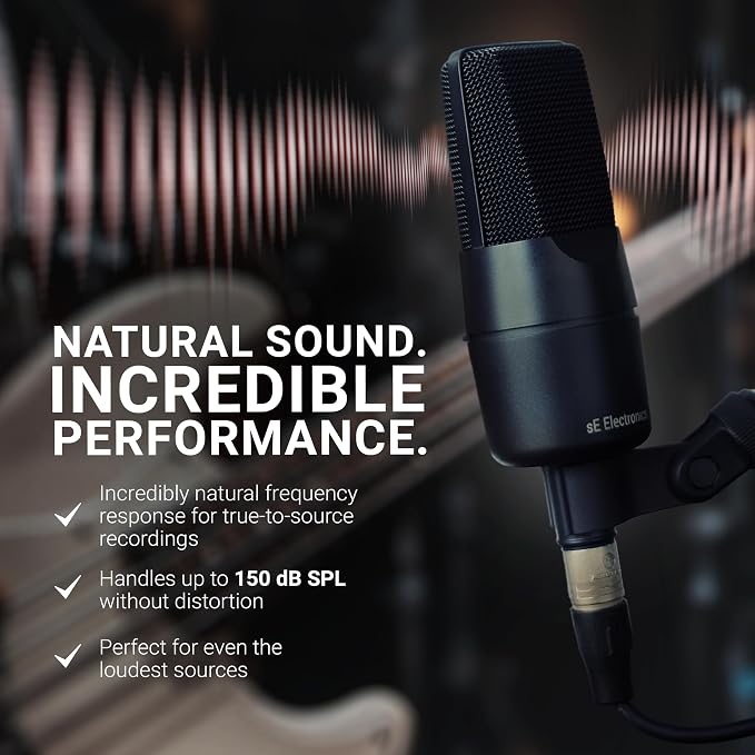 SE ELECTRONICS X1 A 2C Large Diaphragm Condenser Microphone with 100 Hz Filter & -20 dB Pad - XLR Condenser Mic for Singing & Instruments - Professional Studio Microphone for Recording (White)