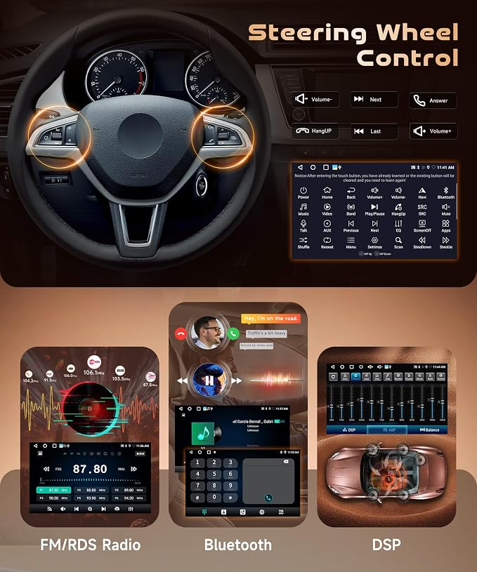 4G+64G Android Single Din Car Stereo, Wireless Carplay Android Auto, 5GWiFi GPS, 1 Din 7 inch Touch Screen Stereo Bluetooth Radio, Backup Camera, FM RDS USB, Type-C Charging