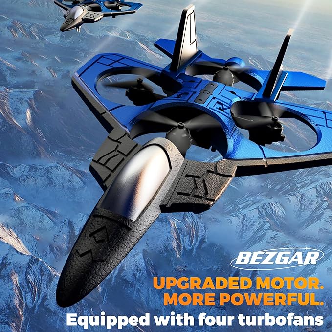 BEZGAR RC Plane丨Mini Drone, Remote Control Airplane for Adults & Kids, 360° Flip Fighter Jet Toys, Foam F22 Raptor Stunt Planes with 2 Batterys, Airplane Toy Gifts