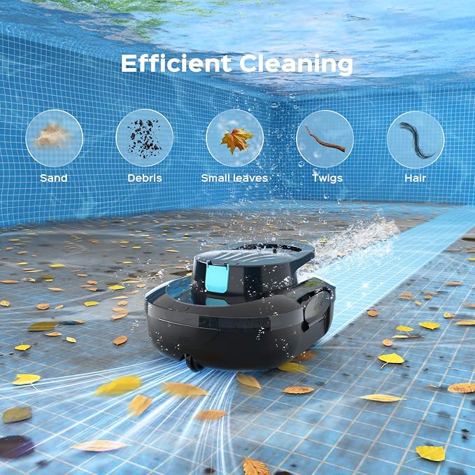 S1 Pro Automatic Pool Cleaner for Above Ground Swimming Pools, Dual-Motor,Cordless Pool Robot with 120-Min Runtime, Large Debris Capacity, Fast Recharge and Self-Parking Function(Mirror Black)