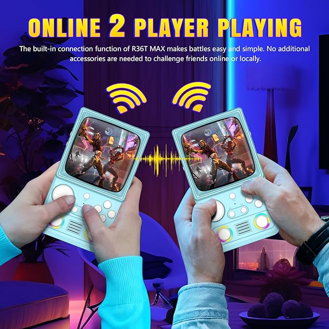 R36TMAX Retro Gaming Console Handheld – 4.0" IPS Screen, 23+ Emulators, 64GB Preloaded Game Console, 5G WiFi Online Play, RGB Joystick, 4000mAh Portable Retro Game Console –Classic Blue