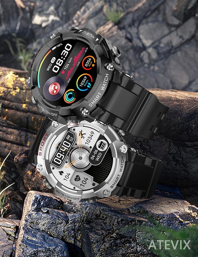 Smart Watch with Earbuds for Men, Smart Watches for Android Phones, Bluetooth Calling can Answer and Make Calls, Military Resistant Fitness, Sports Fitness Tracker with Step,Heart Rate