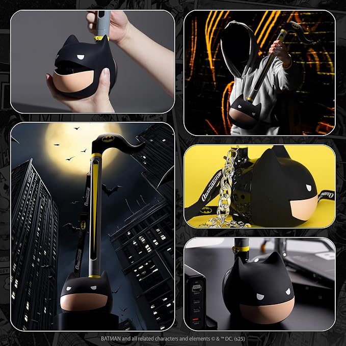 Otamatone Deluxe Batman – DC Comics Electronic Musical Instrument for Adults, Portable Digital Synthesizer with Aux Jack from Japan by Maywa Denki, Cool Unique Gift for Men [English Instructions]