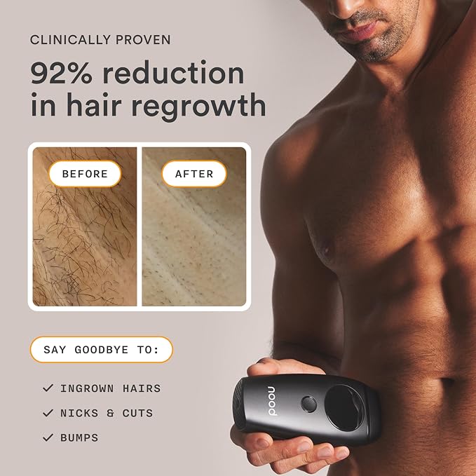 Nood™ NEW Flasher 2.0 + Shaving Starter Kit — IPL Laser Hair Removal Device for Women & Men with Refillable 5-Blade Razors — Pain-Free, Works Wherever Hair Grows — Gloss White