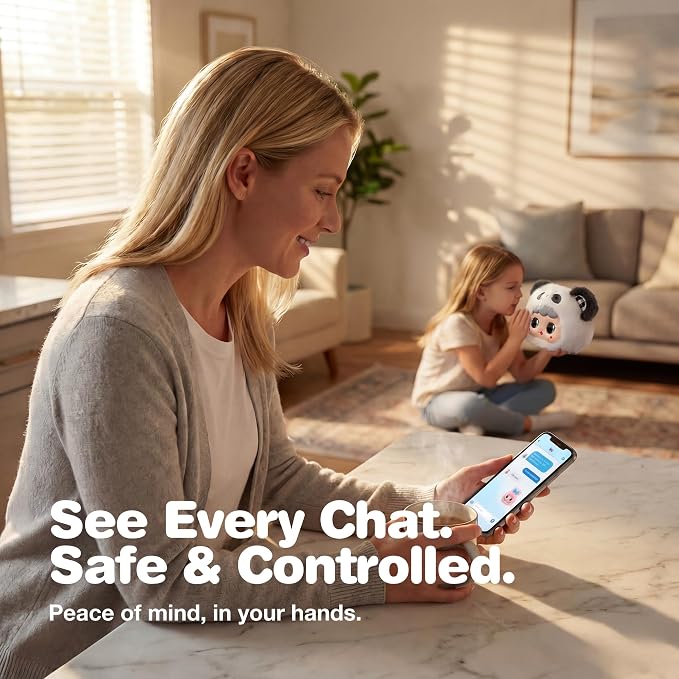 Interactive AI Smart Plush Toy - Soft Talking Companion, Emotional Eyes, Screen-Free Multilingual Learning, Bedtime Storyteller, White Noise, Parental Control App, Gift for Kids 3+, Panda