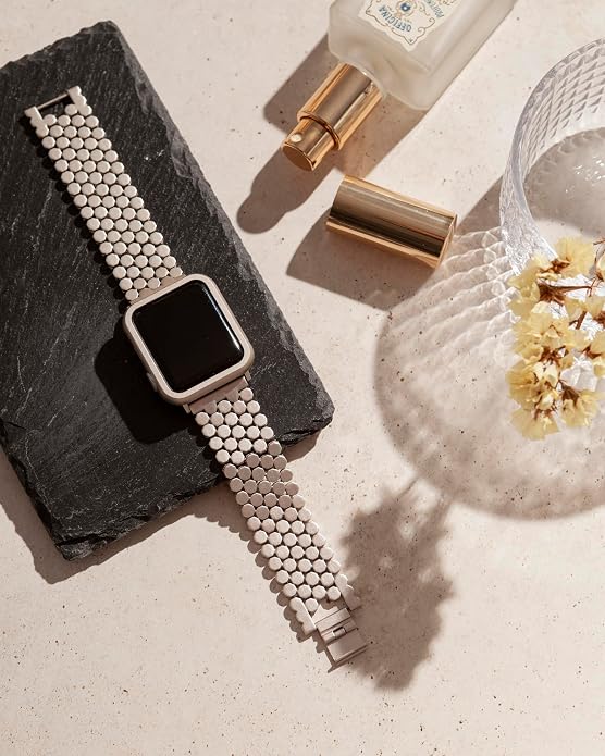 My Pretty Strap - Compatible Apple Watch Band Strap, Stainless Steel Fashion iWatch Replacement Strap- Easy Resizing, No Tool Needed, Fits Most Wrists- Series 1-11, SE and Ultra