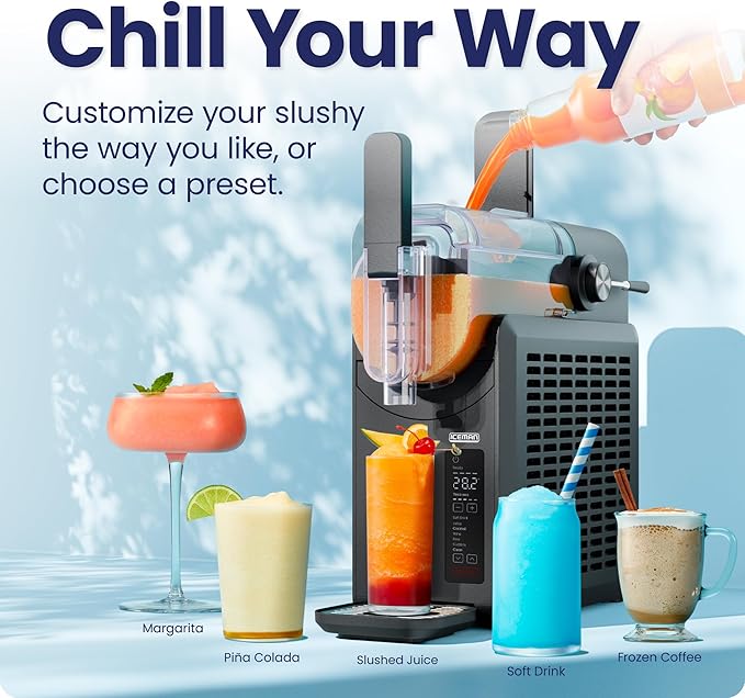 Iceman by Chefman Slush-Ease 68oz Slushie Machine, 48oz Liquid Capacity Frozen Drink Maker & Slushy Machine with 5 Presets and LED Display, Perfect for Frozen Margaritas, Frappes, Smoothies & Shakes