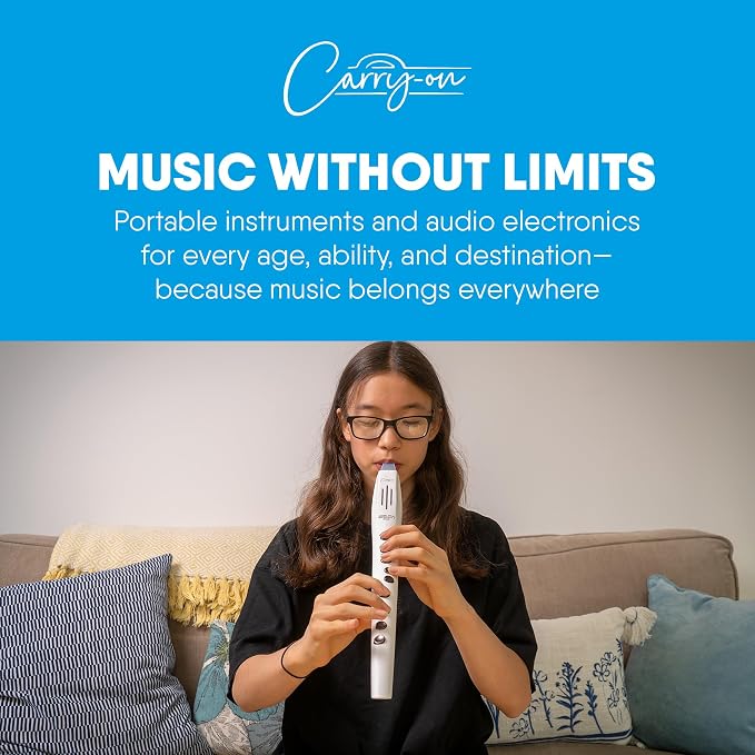 Carry-on Digital Wind Instrument 2 Plus - Lightweight & Rechargeable with 20 Instrument Voices - Built-In Speaker and MIDI Bluetooth Connectivity for Performances and Practice Anywhere - White