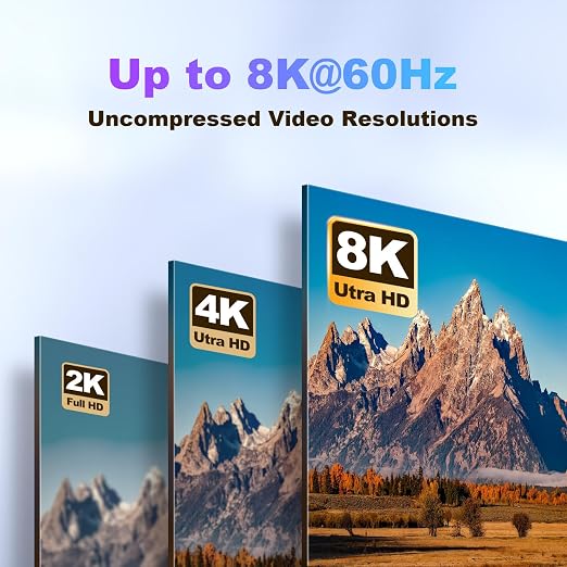 HDMI Cable 3ft 8K 2.1 HDMI 48Gbps Ultra High Speed Stable HDMI Cord-8K@60Hz 4K@120Hz Braided Nylon Compatible for Monitor/TV/PS5 4 3/Laptop/Xbox Series X/Projector/Blu-ray Players