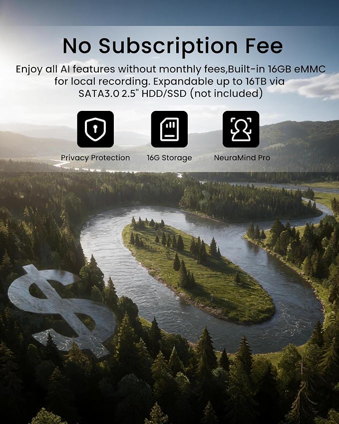 youkey Hub H310-B, No Monthly Fee, Surveillance Video Recording Hub with Advanced Encryption, AI Facial Recognition, Cross-Camera Tracking, 16GB Local Storage, 16TB Expandable, 2.4G WiFi/Ethernet