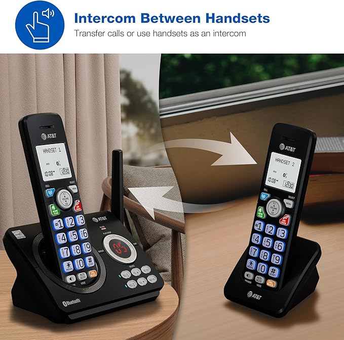 AT&T DECT 6.0 Cordless Phone, 2-Handset – Smart Call Blocker, Bluetooth Connect to Cell, Caller ID Announce, Answering Machine | DL72279