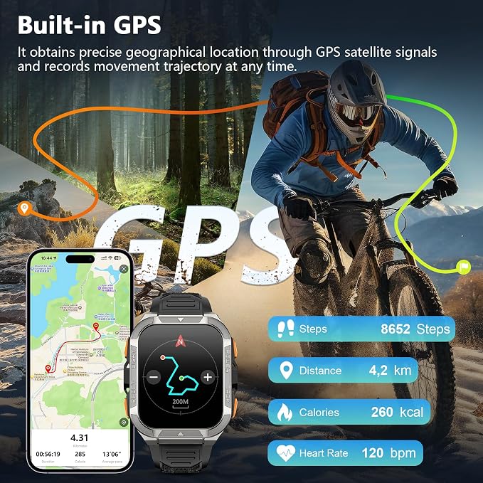 Blackview GPS Smart Watch for Men with ChatGPT, AI Translator, Compass & Flashlight/100-Day Battery/Bluetooth Calling/Health Monitor/100+ Sports,Fitness Tracker for iPhone/Android Phones