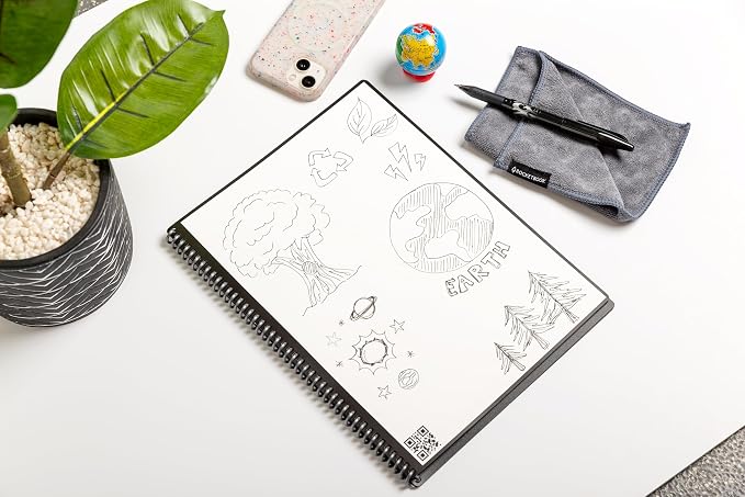 Rocketbook Core Reusable Spiral Notebook, Letter Size 8.5x11, Camo - Dotted Pages, App-Connected, Erasable, Durable Cover, Ideal for School, Work, and Creative Projects