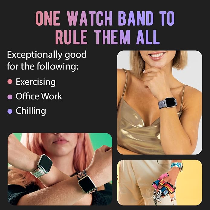 Braxley Bands for Apple Watches - Stretchy and Washable - Adjustable with Apple Watch Bands for Women & Men - Compatible with Apple Watch Series SE Ultra 9 8 7 6 5 4 3 2 1